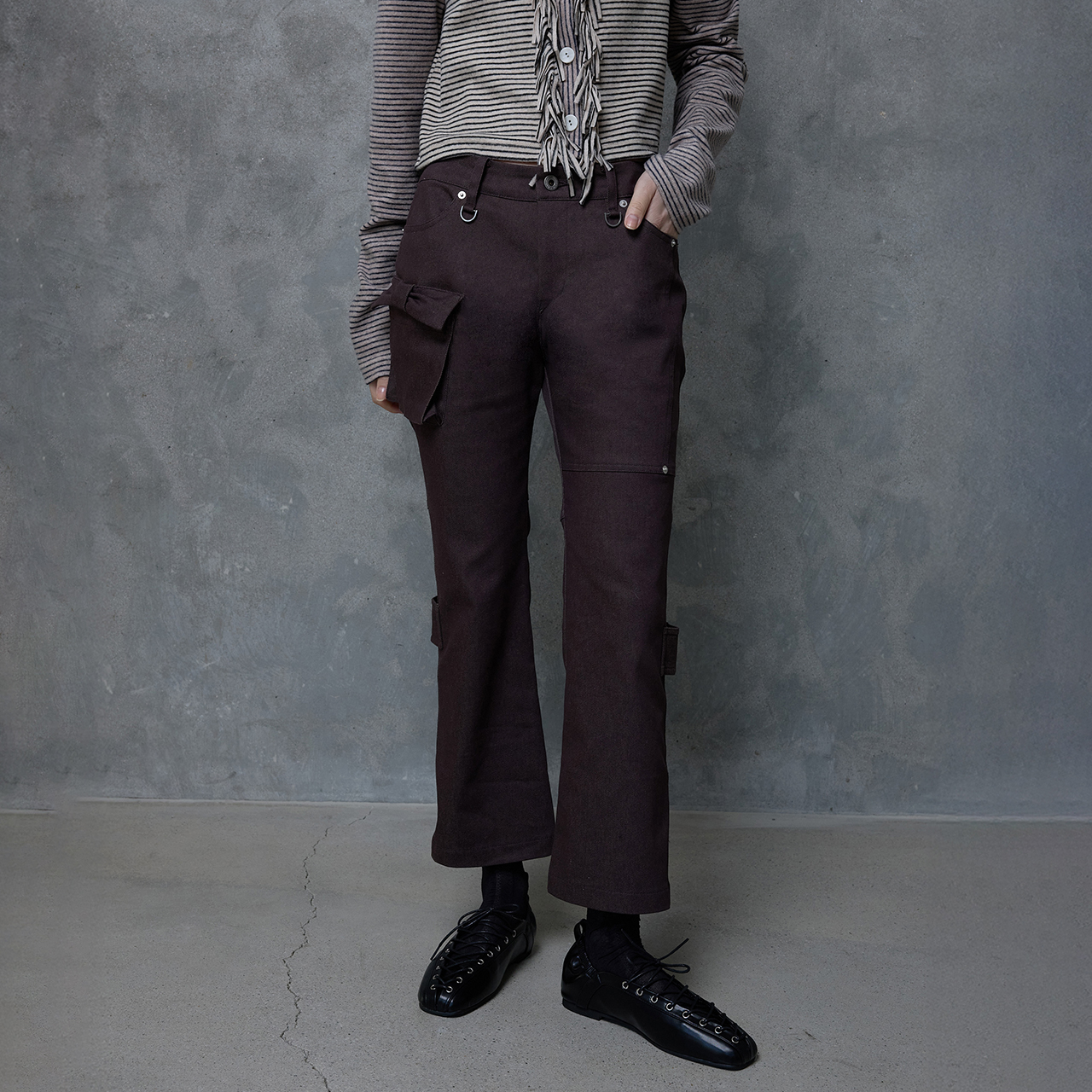 스틸레써디 리본 포켓 앵클 팬츠 브라운(Still Lethardy Ribbon Pocket Ankle Pants Brown) - 3