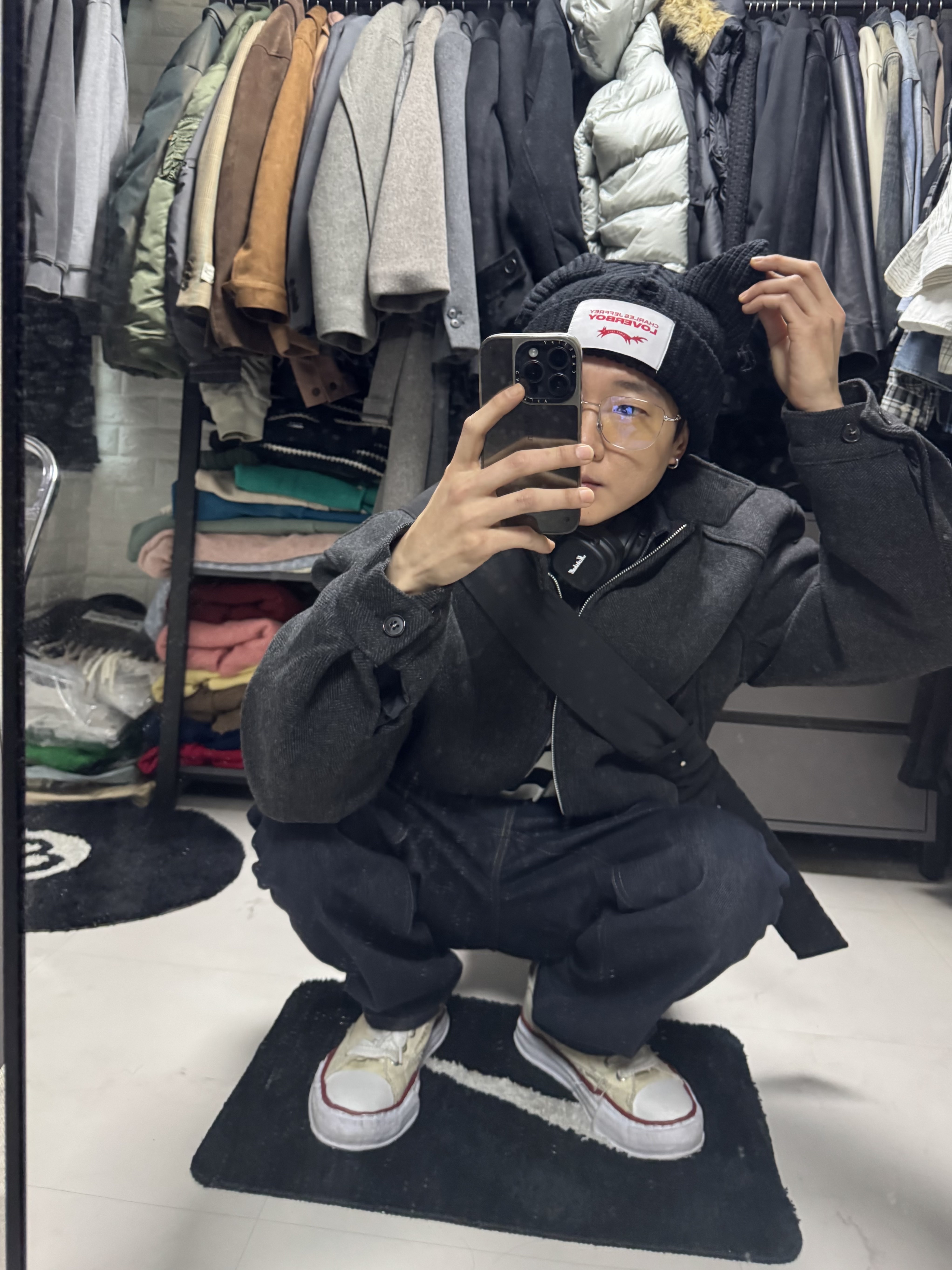 Charles Jeffrey Loverboy Chunky Ears Beanie Black, Marshall Major V Black (Korean Ver.) 착용 스타일 - 6