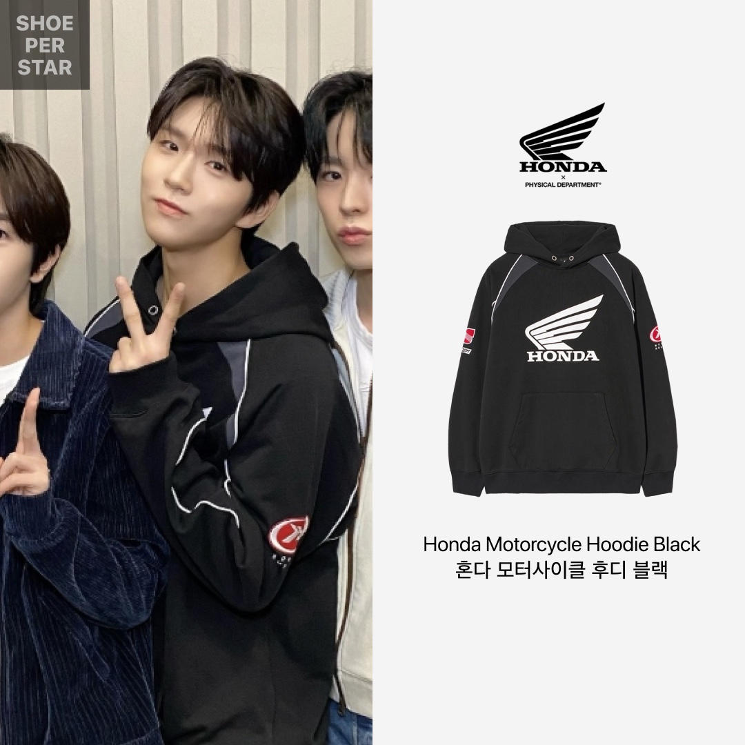 Honda Motorcycle Hoodie Black 착용 스타일 - 2