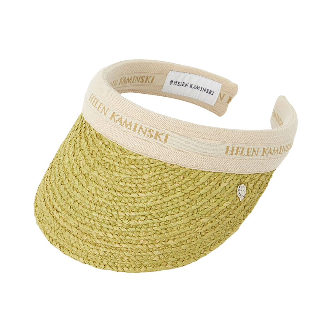 HAT52204 (W) Helen Kaminski Bianca 8 Visor Chartreuse Natural Logo