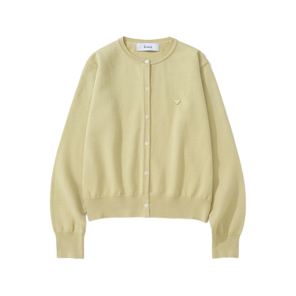 니티드 여성 베이직 에센셜 워셔블 라운드 가디건 옐로우(Knitted Basic Essential Washable Round Cardigan Womens YELLOW)