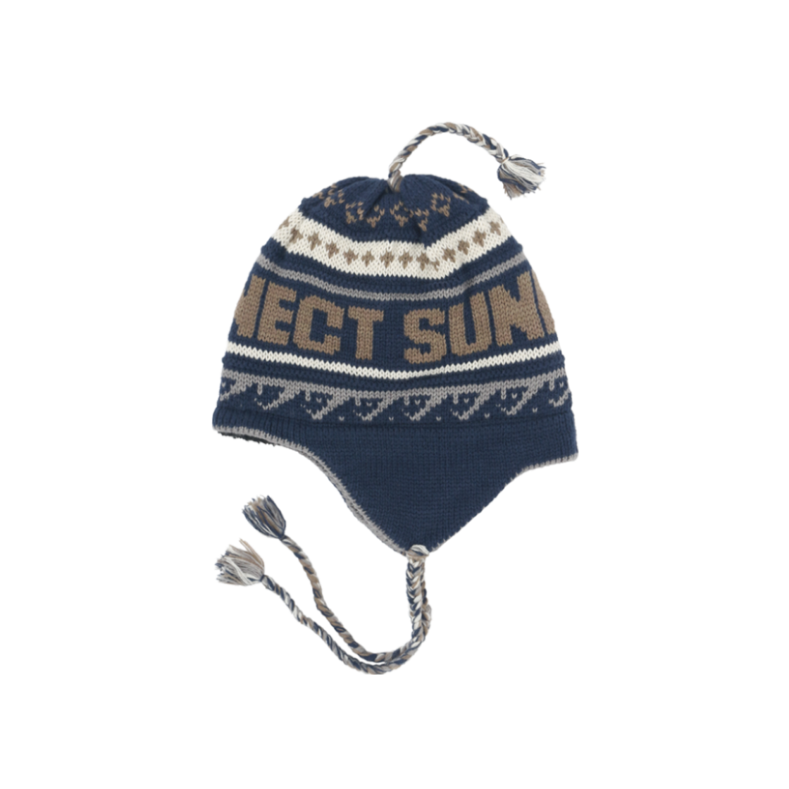 SNCT25FAC001NY SUNNECT Jacquard Tassel Beanie Navy
