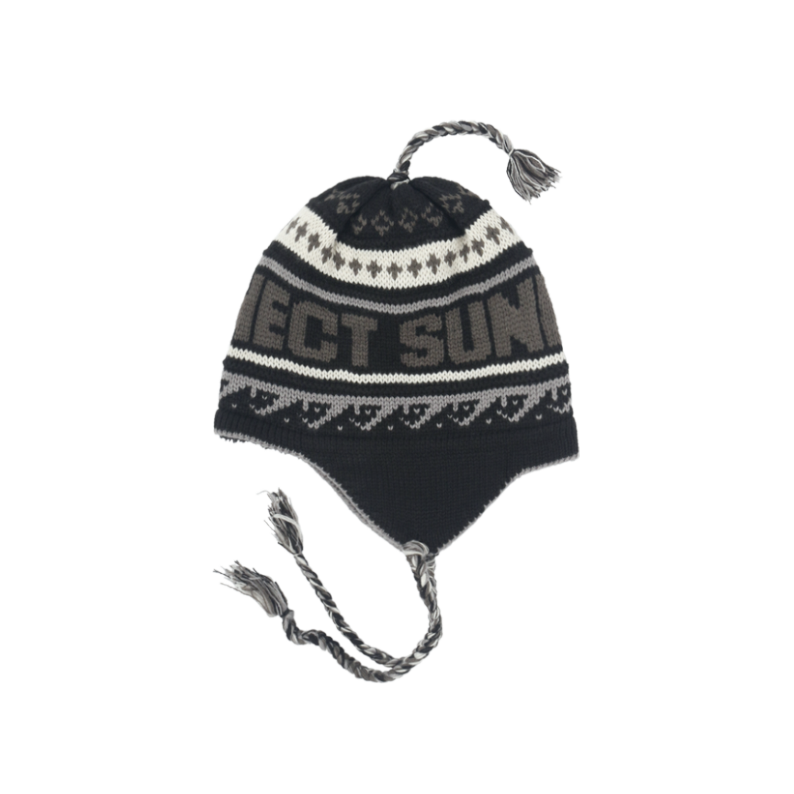 SNCT25FAC001BK SUNNECT Jacquard Tassel Beanie Black