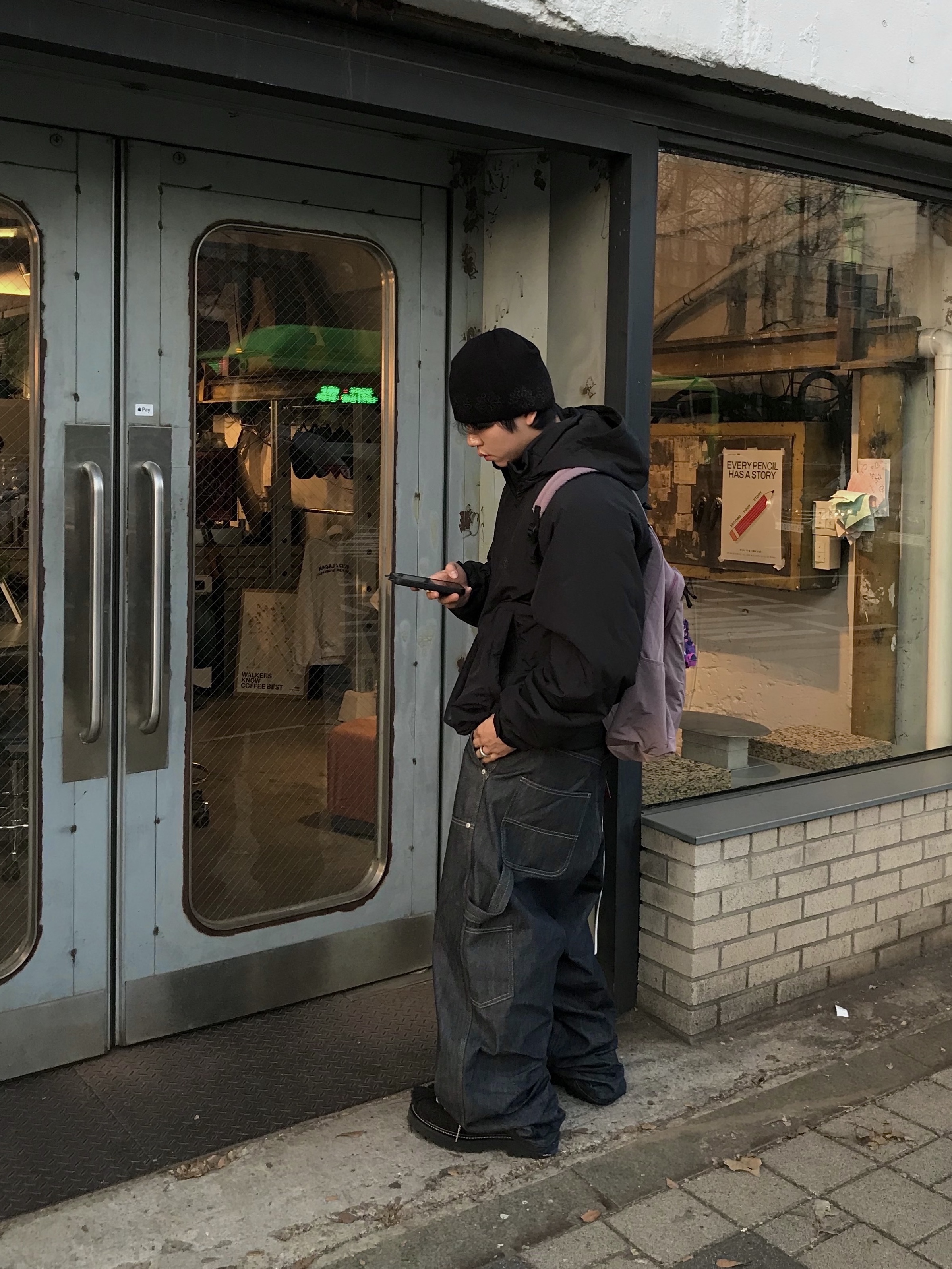 Polyteru Old School Track Parka Black, Stussy Metal S Tip Belt Desert 착용 스타일 - 2