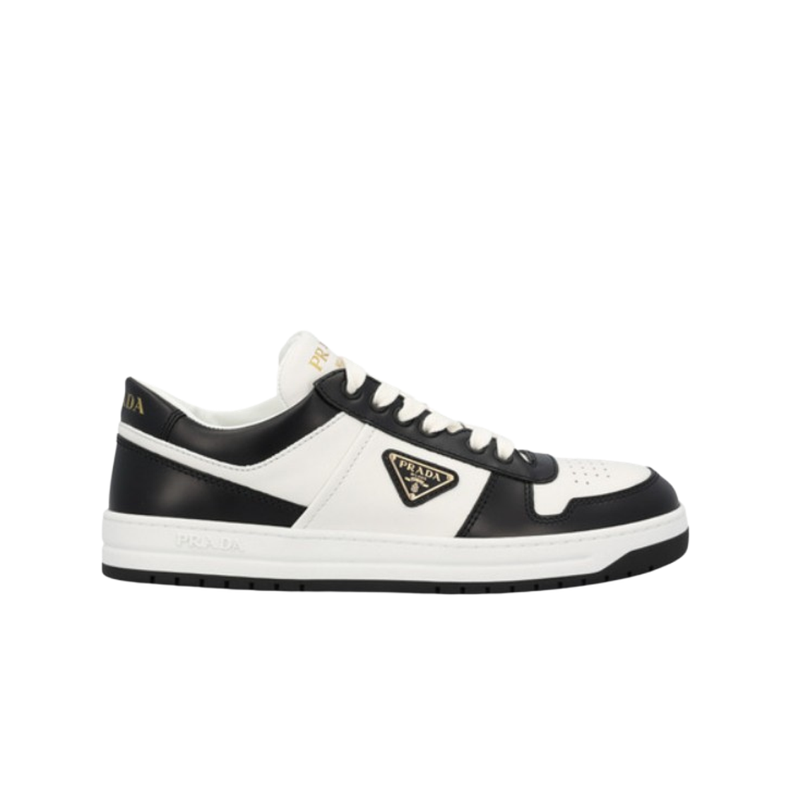 1E792M-3LPI-F0964 (W) Prada Downtown Leather Sneakers White Black