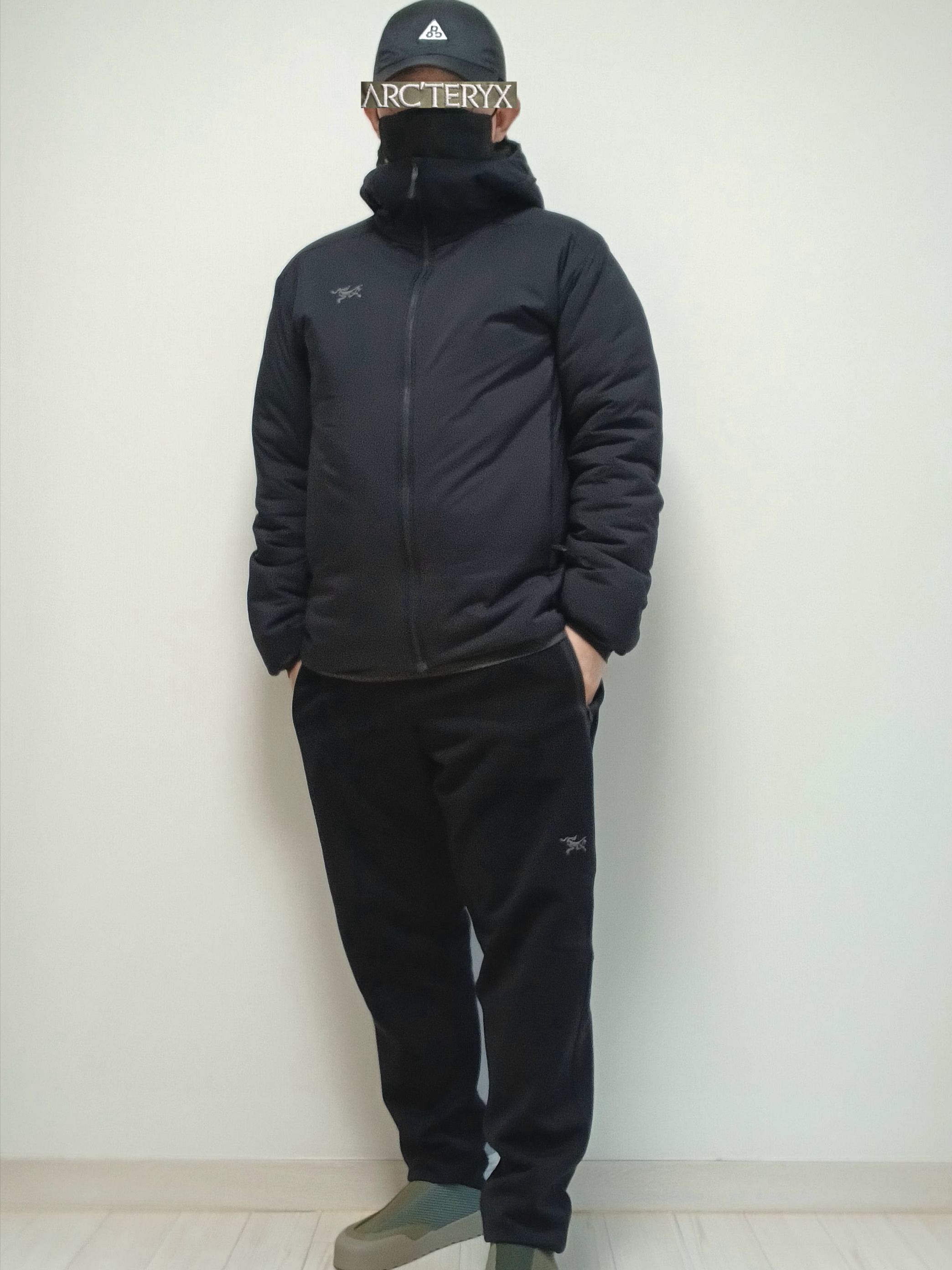Arc'teryx Atom Heavyweight Hoody Black, Arc'teryx Kyanite Pants Black 착용 스타일 - 3