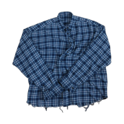 Nonnod Flexible String Check Shirts Classic Blue