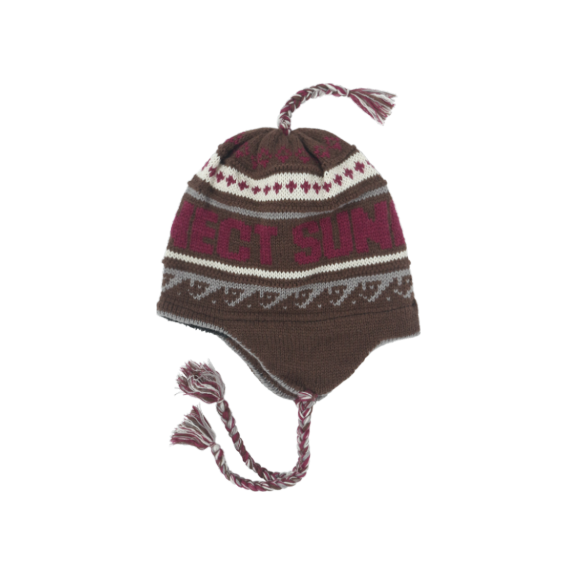SNCT25FAC001BW SUNNECT Jacquard Tassel Beanie Brown
