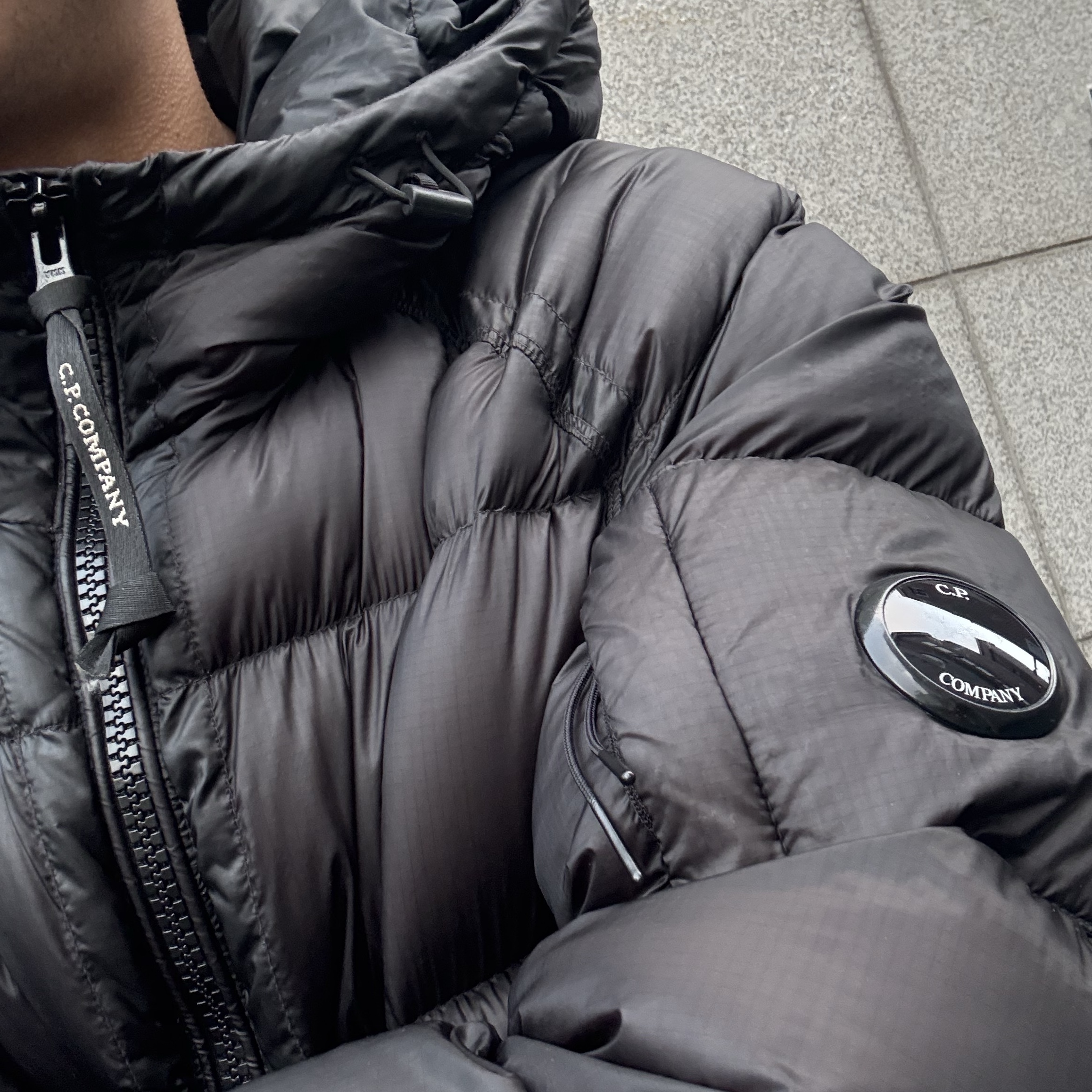 C.P. Company D.D. Shell Hooded Down Jacket Black - 25FW 착용 스타일