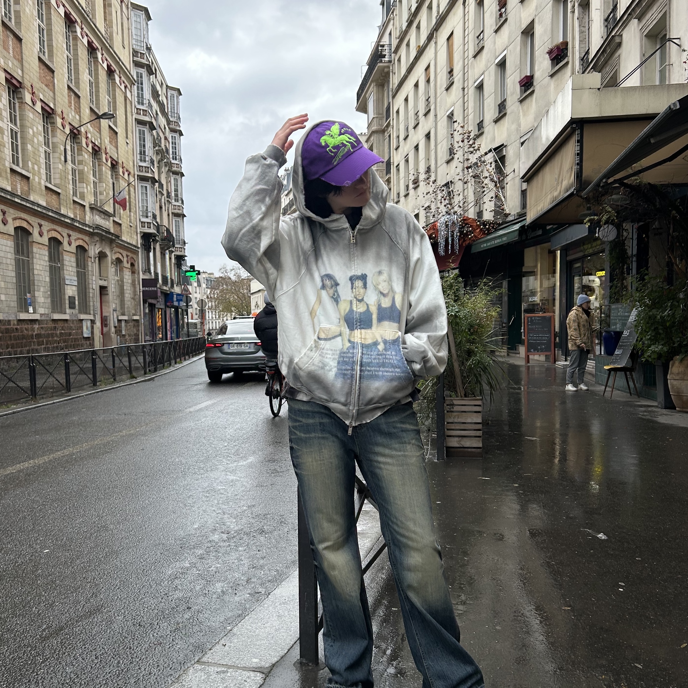 PACOSPLY Falling Angel Cap Purple 착용 스타일