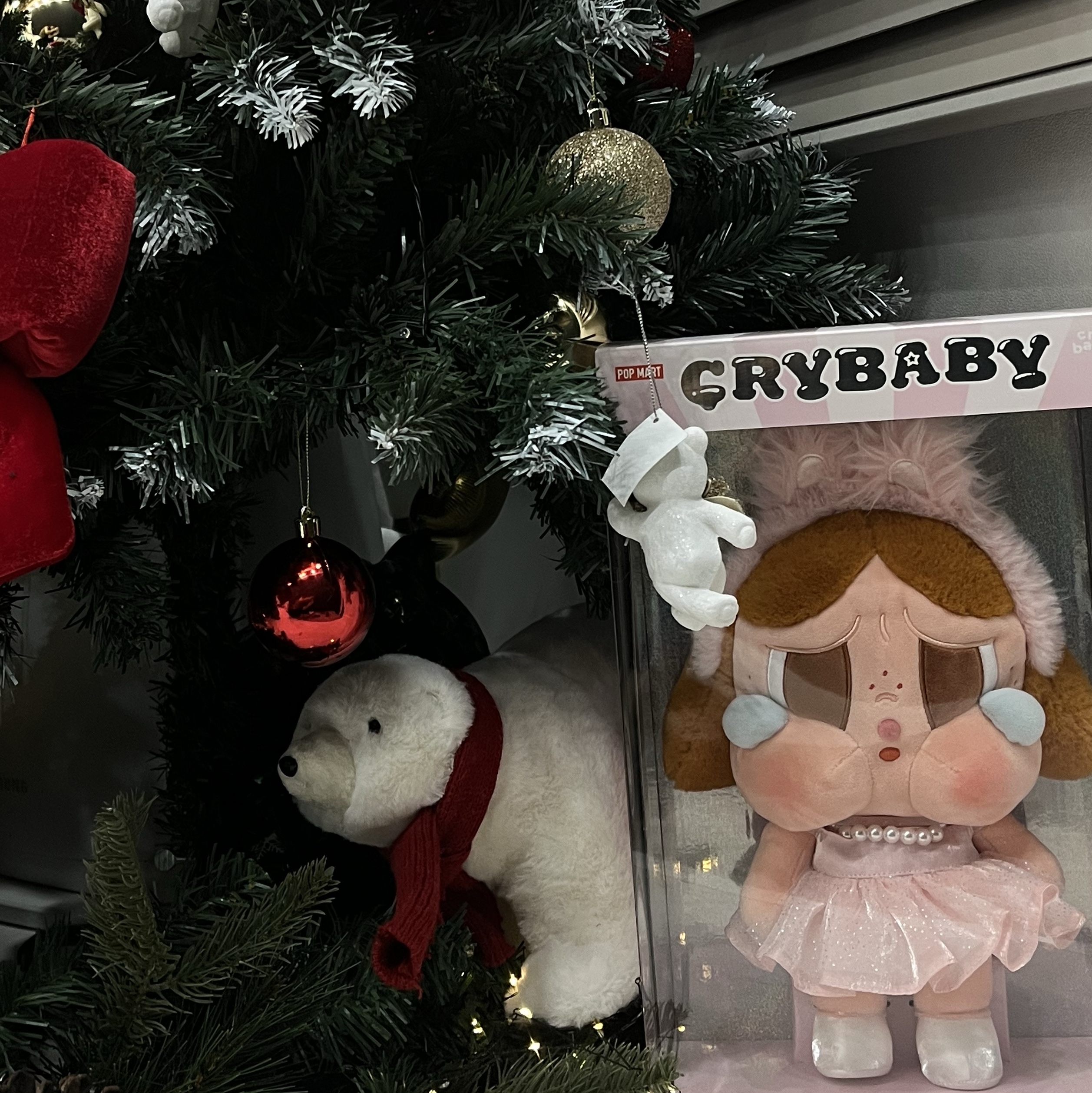 Pop Mart Crybaby Shiny Shiny Series Plush Doll Pink 착용 스타일 - 1