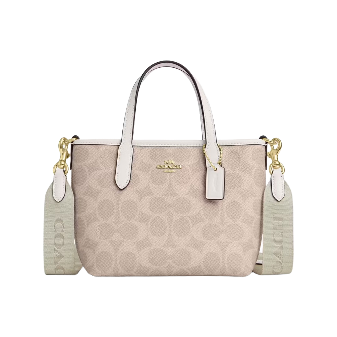 코치 시그니처 캔버스 시티 미니 토트백 골드 샌드(Coach City Mini Tote Bag in Signature Canvas Gold Sand)