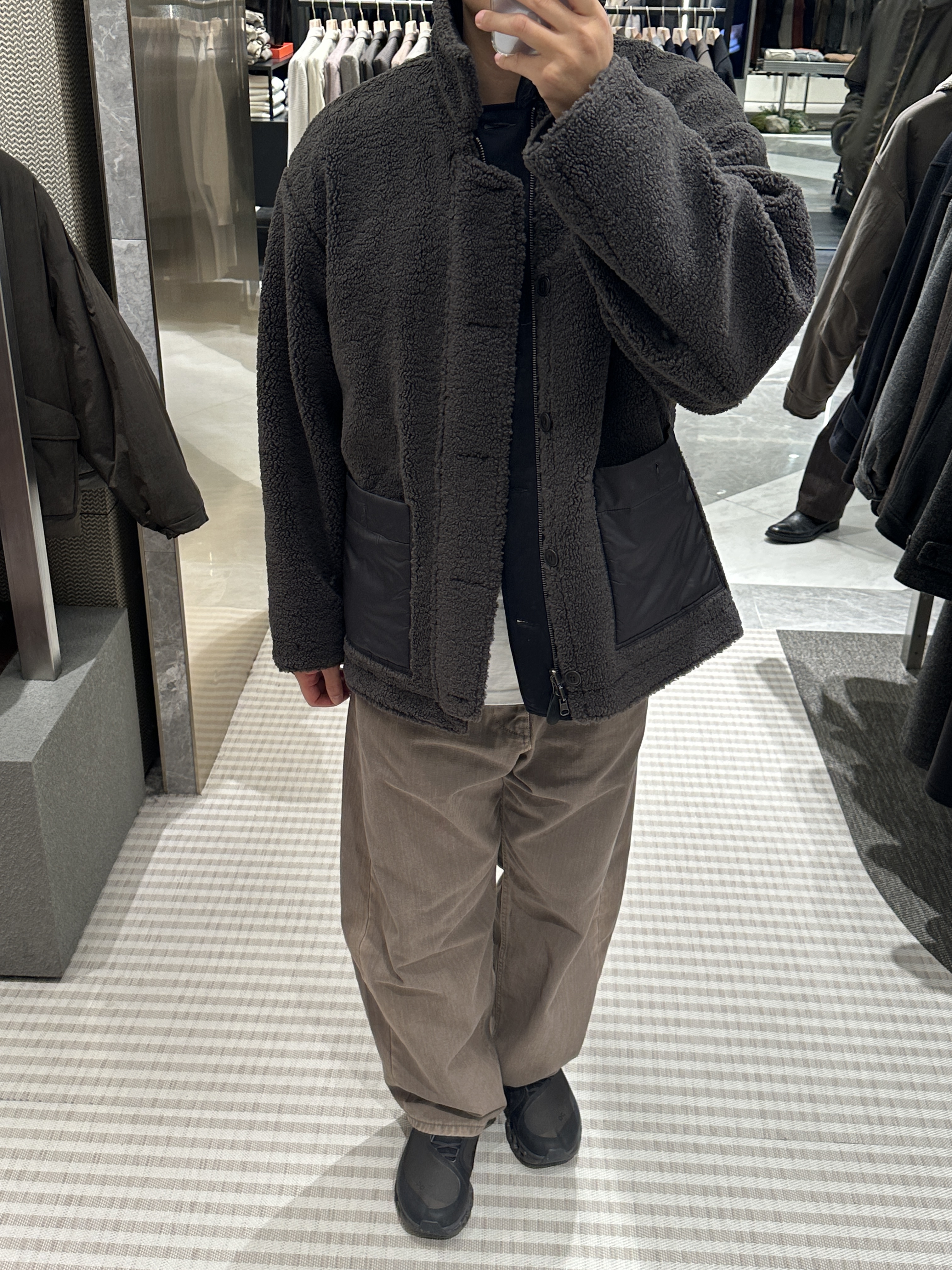 Rough Side Comfort Jacket Navy 착용 스타일