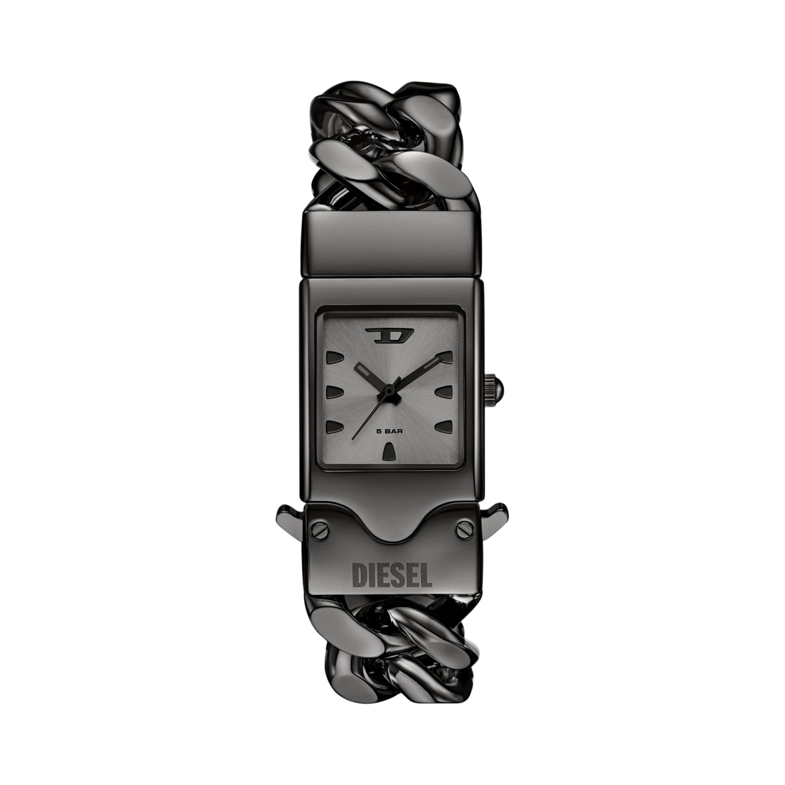 (W) 디젤 Dz2227 22mm 건메탈 스테인리스 스틸 다크 그레이((W) Diesel Dz2227 22mm Gunmetal Stainless Steel Dark Grey)