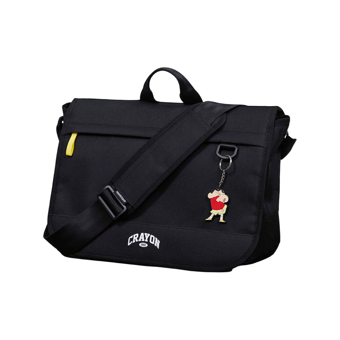 댄꼼마 x 짱구 떡잎유치원 스트릿 메신저백 블랙(DANCOMMA x Crayon Shin Chan Ttuknip Kindergarten Street Messenger Bag Black)