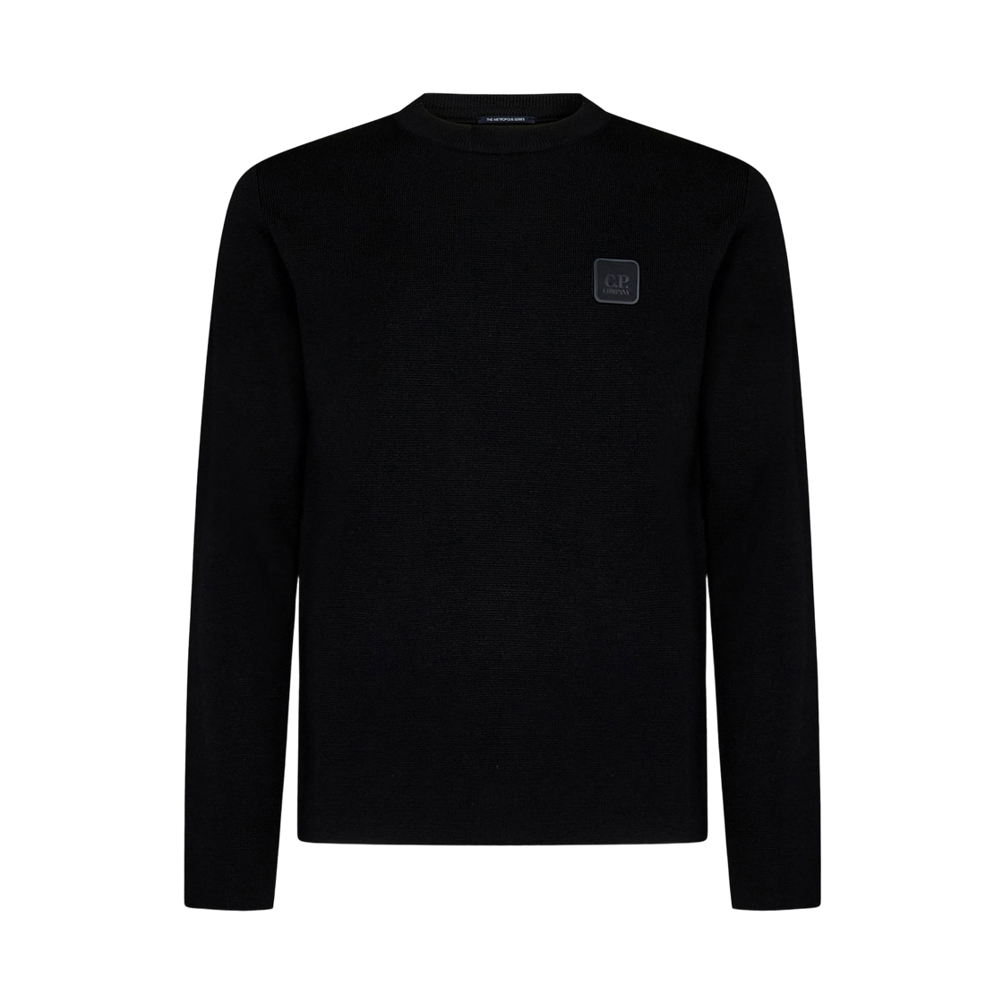 C.P. 컴퍼니 스퀘어 로고 패치 메트로폴리스 울 니트 블랙 - 22FW(C.P. Company Square Logo Patch Metropolis Wool Knit Black - 22FW)