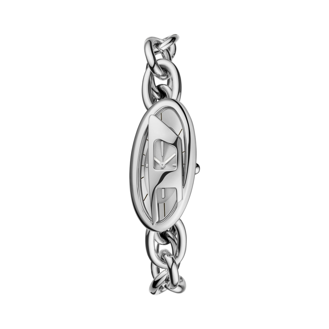 (W) 디젤 Dz5609 투핸드 19mm 스테인리스 스틸 실버((W) Diesel Dz5609 Two-Hand 19mm Stainless Steel Silver)