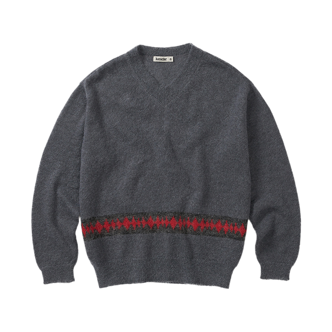 카락터 키드모헤어 브이넥 니트 챠콜(Karactor Kidmohair V-Neck Knit Charcoal)