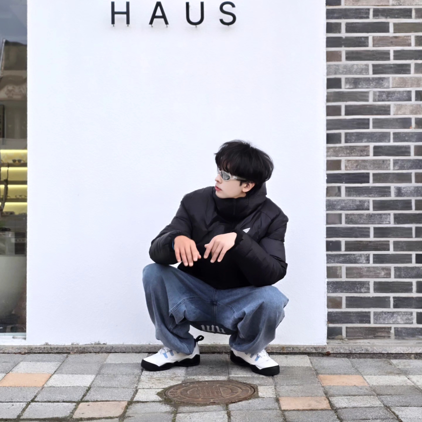 Honda H-Tech Non Quilting Hoodie Jacket Black, NOMANUAL Raw Vision Denim Pants White Blue 착용 스타일 - 2