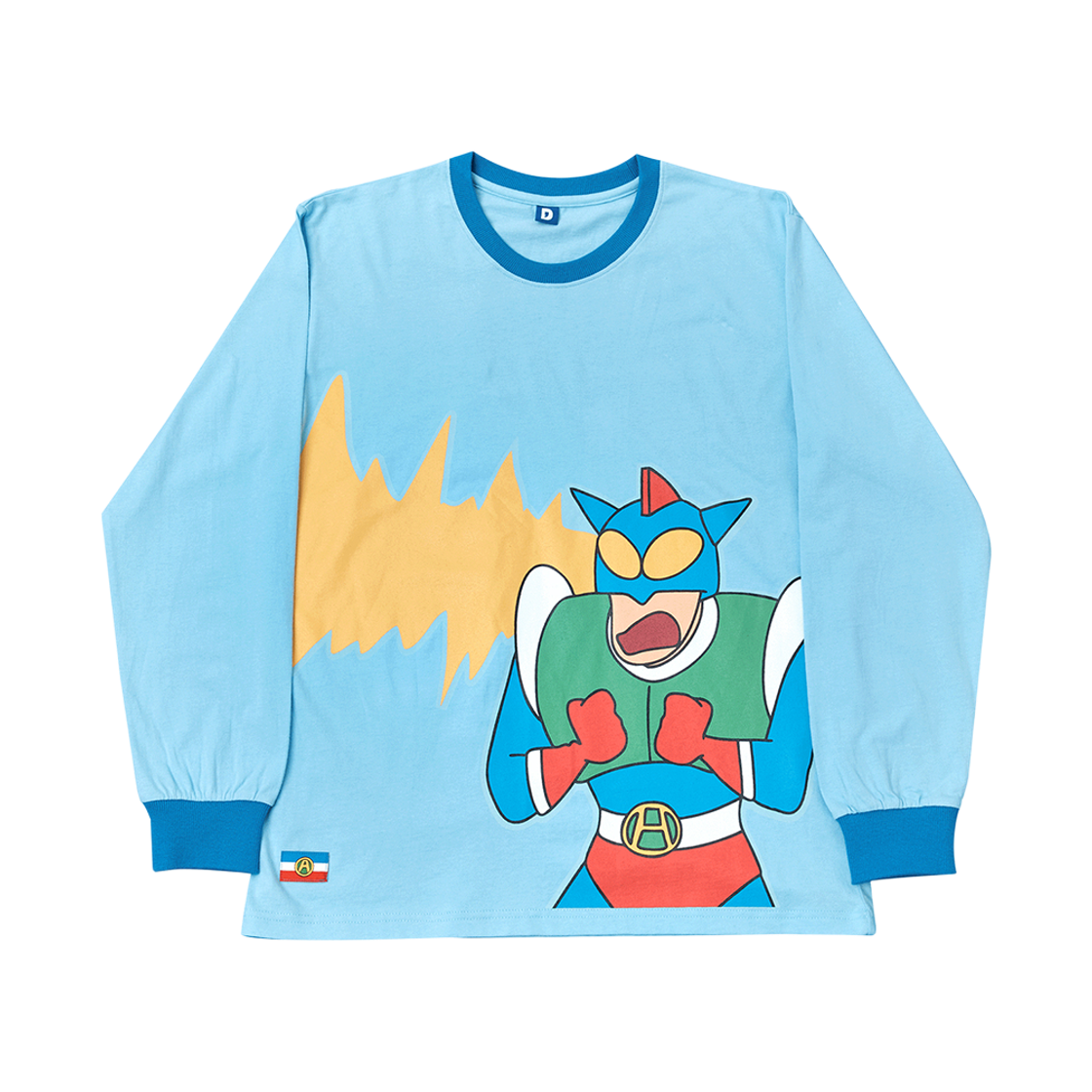 댄꼼마 x 짱구 액션빔!! 긴팔 야광 티셔츠 하늘색(DANCOMMA x Crayon Shin Chan Action Beam!! Luminous Long Sleeve Tee Sky blue)