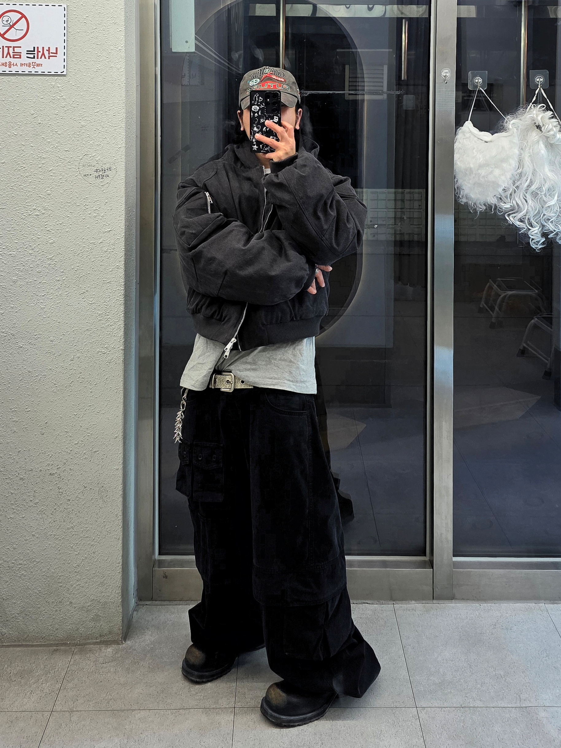 ROARINGRAD Washed Hooded Bomber Ash Black, Remagine Hybrid Derby Shoes Starting Bigger Nasty 착용 스타일 - 3