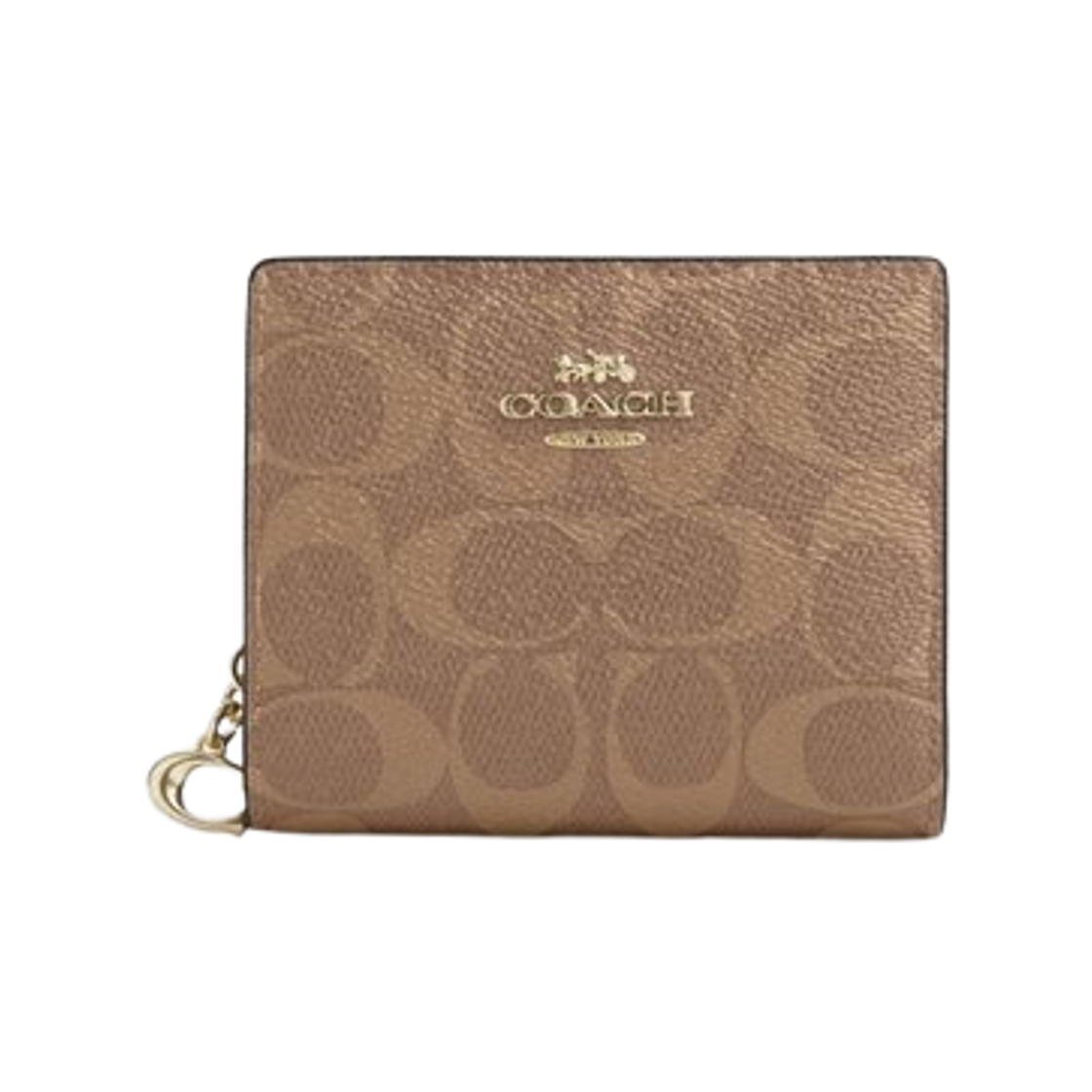 코치 시그니처 캔버스 스냅 월렛 이미테이션 골드 브라운(Coach Snap Wallet in Signature Canvas Imitation Gold Brown)
