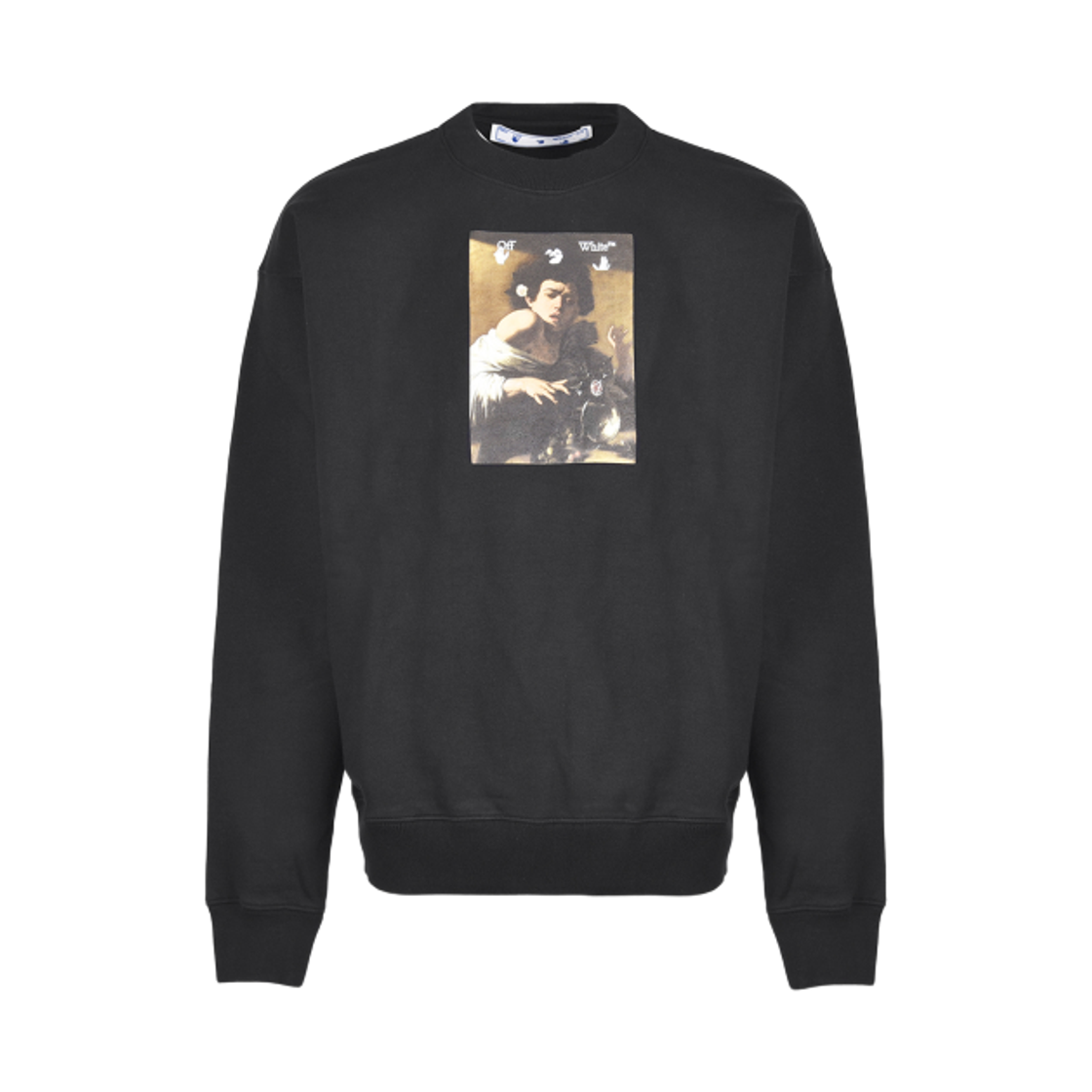 오프화이트 프린팅 드로우스트링 크루 스웨트셔츠 블랙(Off-White Printing Drawstring Crew Sweatshirt Black)