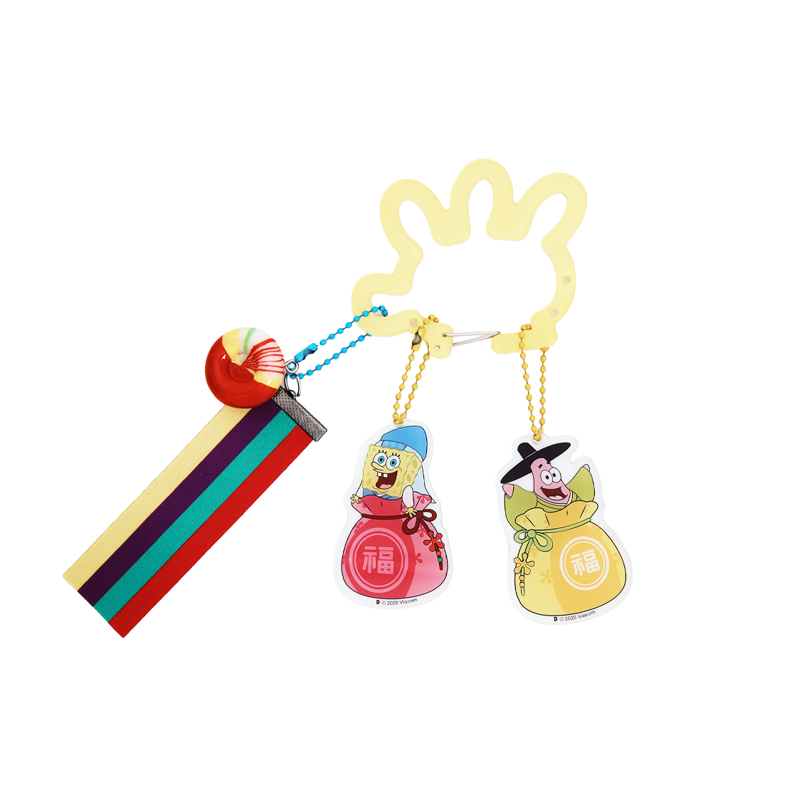 댄꼼마 x 스폰지밥&뚱이 복조리 카라비너 키링(DANCOMMA x SpongeBob SquarePants SpongeBob & Patrick Star Drawstring Carabiner Keyring)