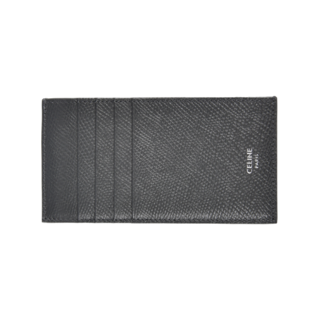 10B673BEL-08BG Celine Compact Card Holder in Grained Calfskin Dark Grey