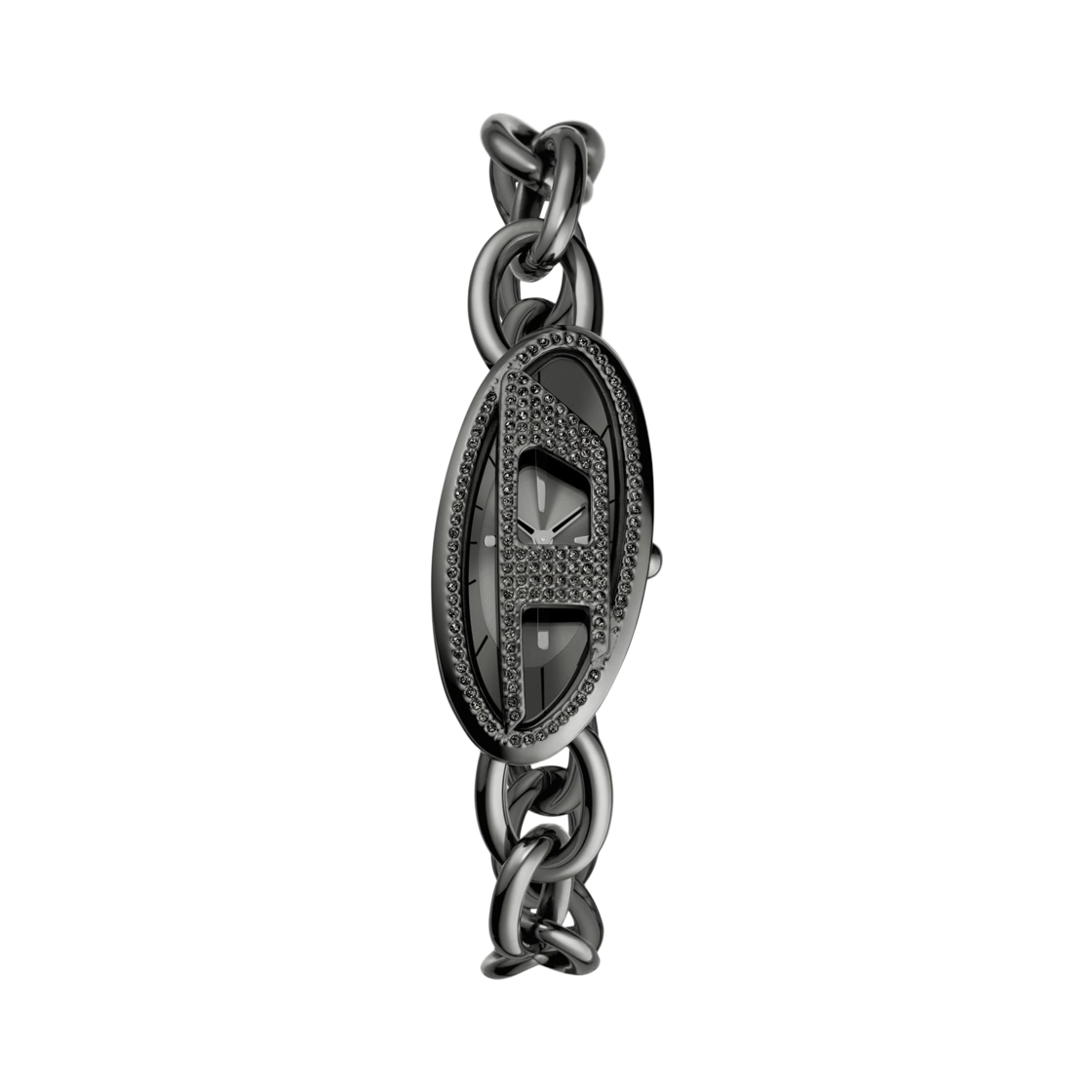(W) 디젤 Dz5615 투핸드 19mm 스테인리스 스틸 블랙((W) Diesel Dz5615 Two-Hand 19mm Stainless Steel Black)