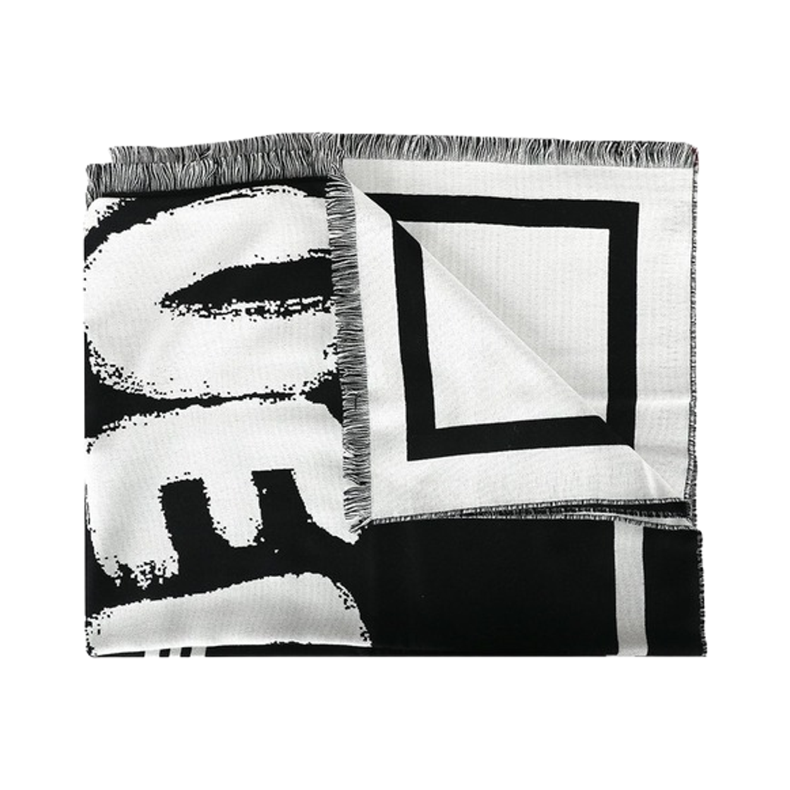 알렉산더 맥퀸 투톤 울 오버사이즈 머플러 블랙 화이트(Alexander McQueen Two-Tone Wool Oversize Muffler Black White)