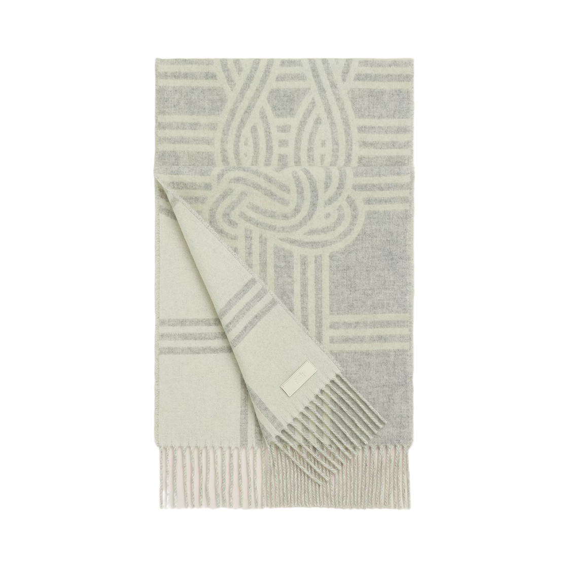 H259161S01 (W) Hermes Echarpe Petite Casaque Noeuds Marins Ivoire Gris Clair Chine