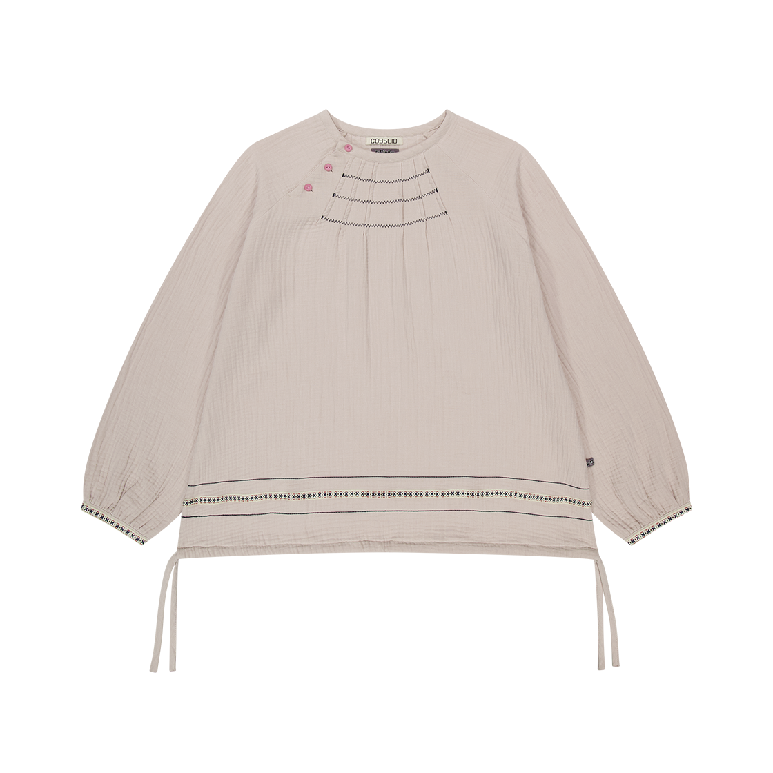 CY25FSTOLT081 COYSEIO X BLYTHE Zigzag Pintuck Blouse Beige