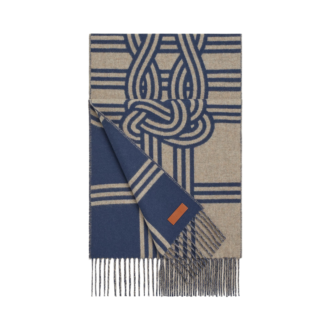 H259161S03 (W) Hermes Echarpe Petite Casaque Noeuds Marins Bleu Transat Beige Chine