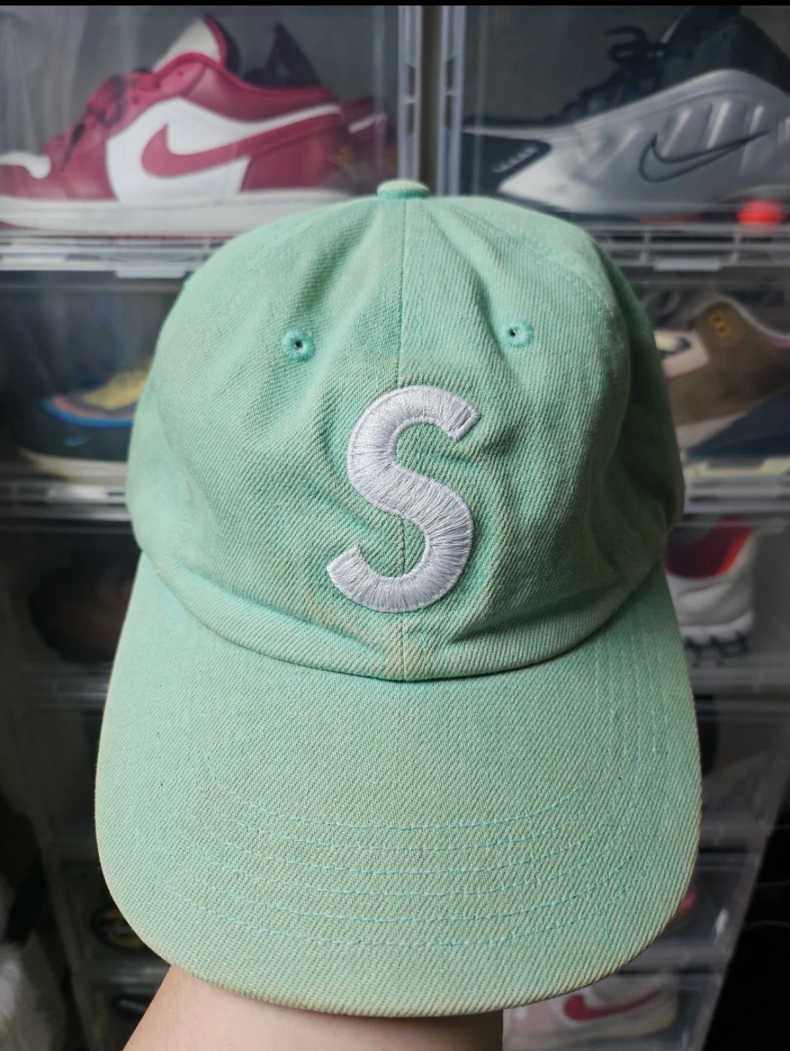 Supreme Cordura Denim S Logo 6-Panel Green - 25SS 착용 스타일