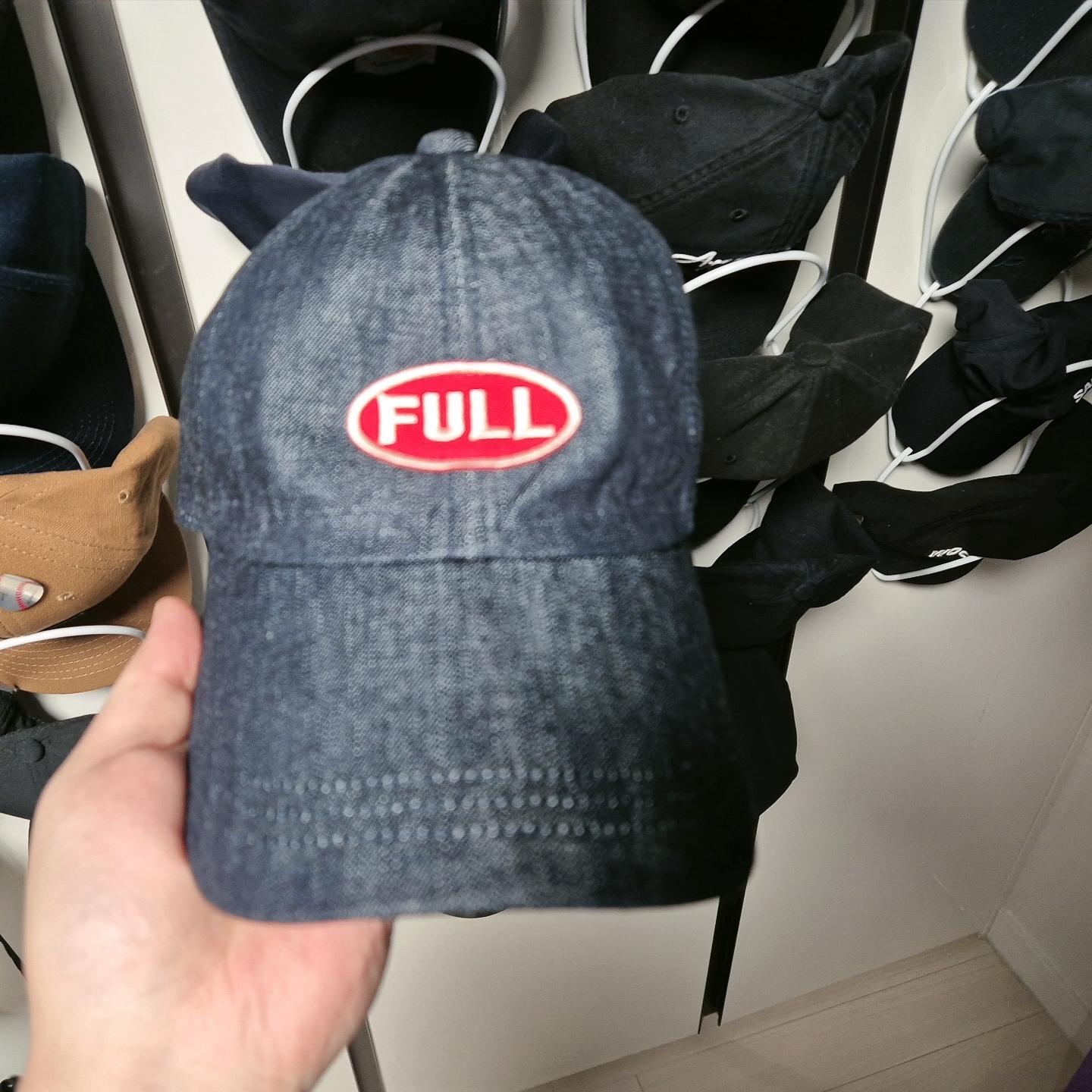 Fullcount Full Emblem Denim Baseball Cap Indigo Blue 착용 스타일