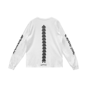 Chrome Hearts Cemetery Cross Tire Tracks Long Sleeve Pocket T-Shirt White