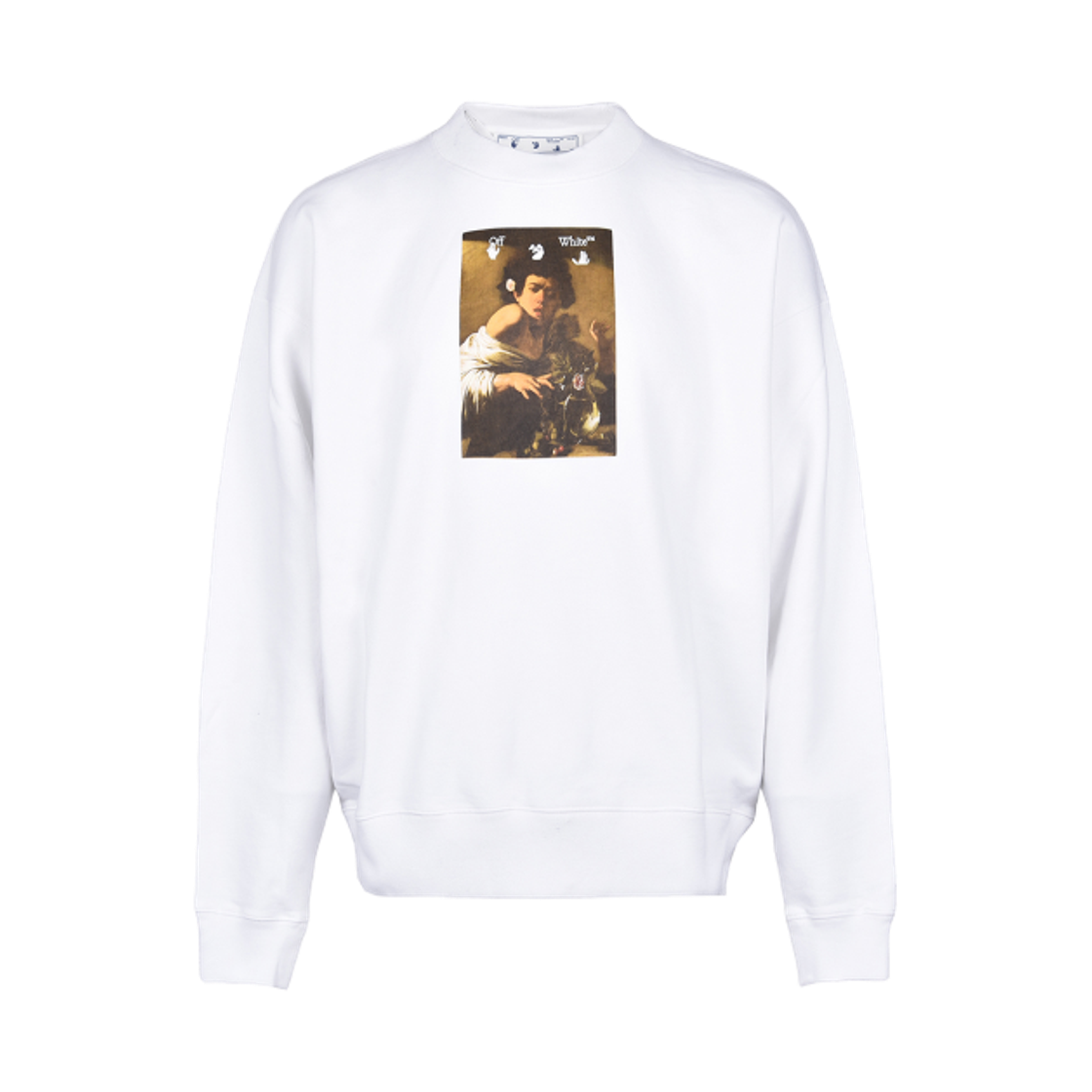 OMBA054F21FLE0100184 Off-White Printing Drawstring Crew Sweatshirt White Multicolor