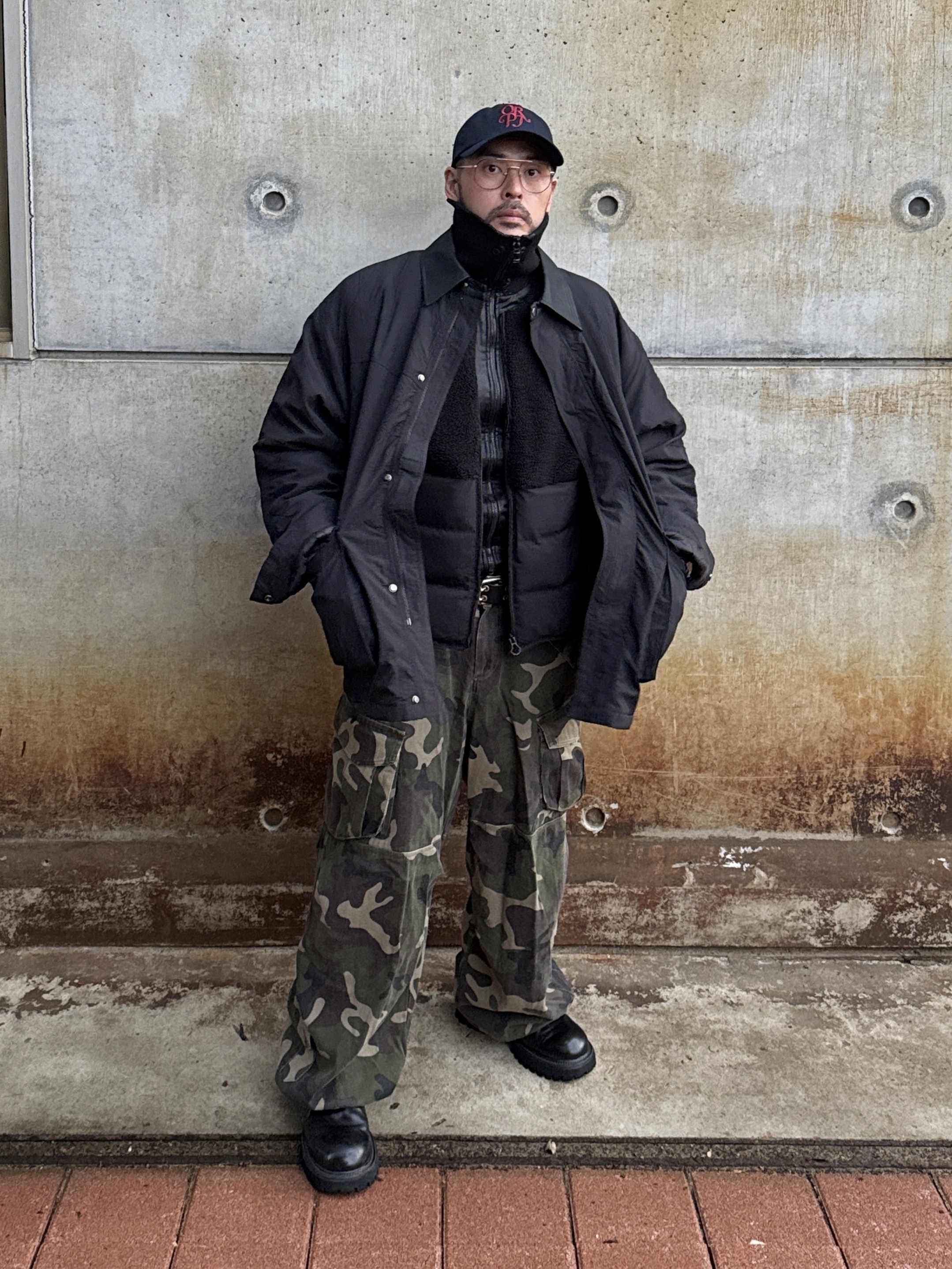 Flavorism VTG Washed Cargo Pants Washed Camo 착용 스타일 - 1