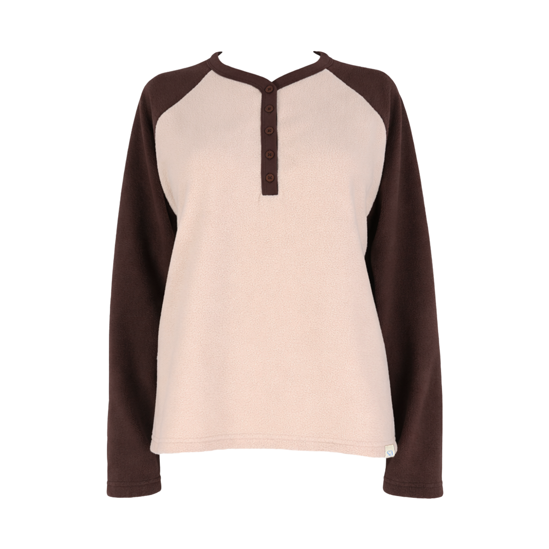 사유 플리스 헨리넥 레글런 티셔츠 크림(sayuu Fleece Henley Raglan T-shirt Cream) - 1