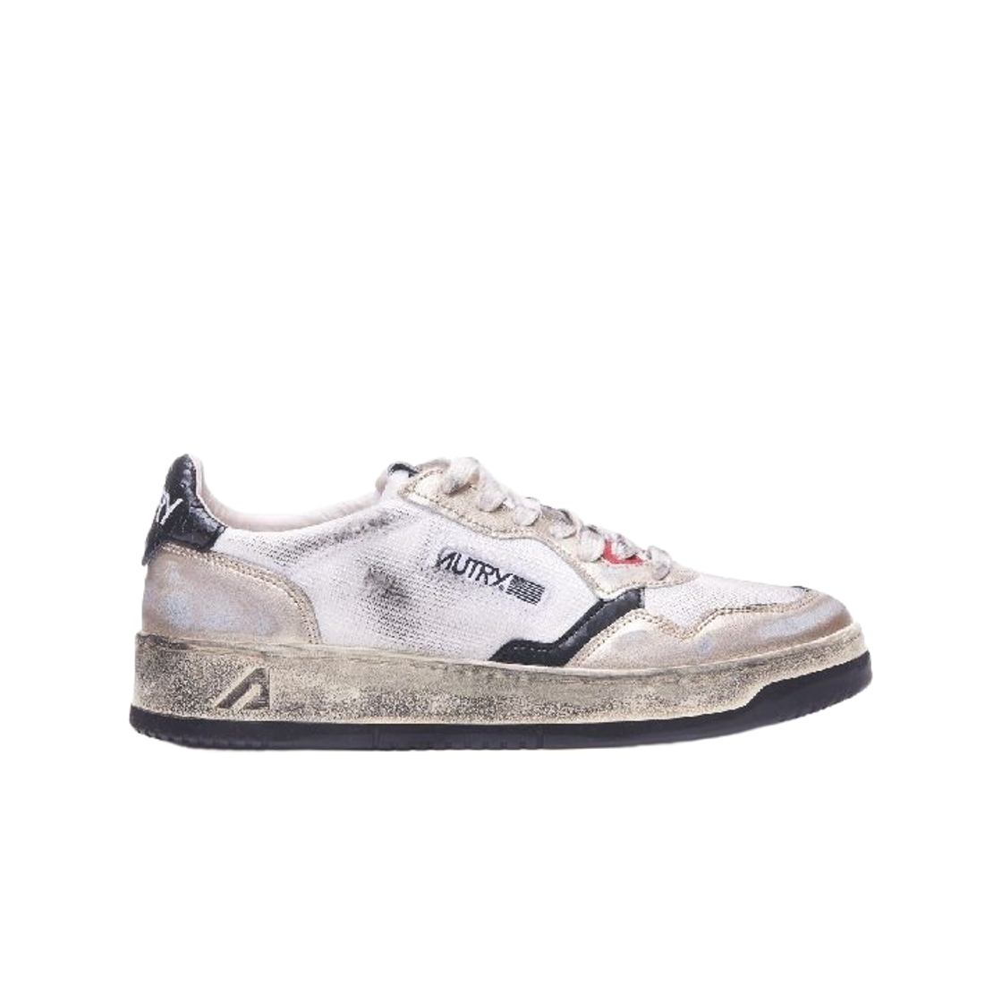 오트리 슈퍼 빈티지 메달리스트 로우 레더 스니커즈 화이트 블랙(Autry Super Vintage Medalist Low Leather Sneakers White Black) - 1
