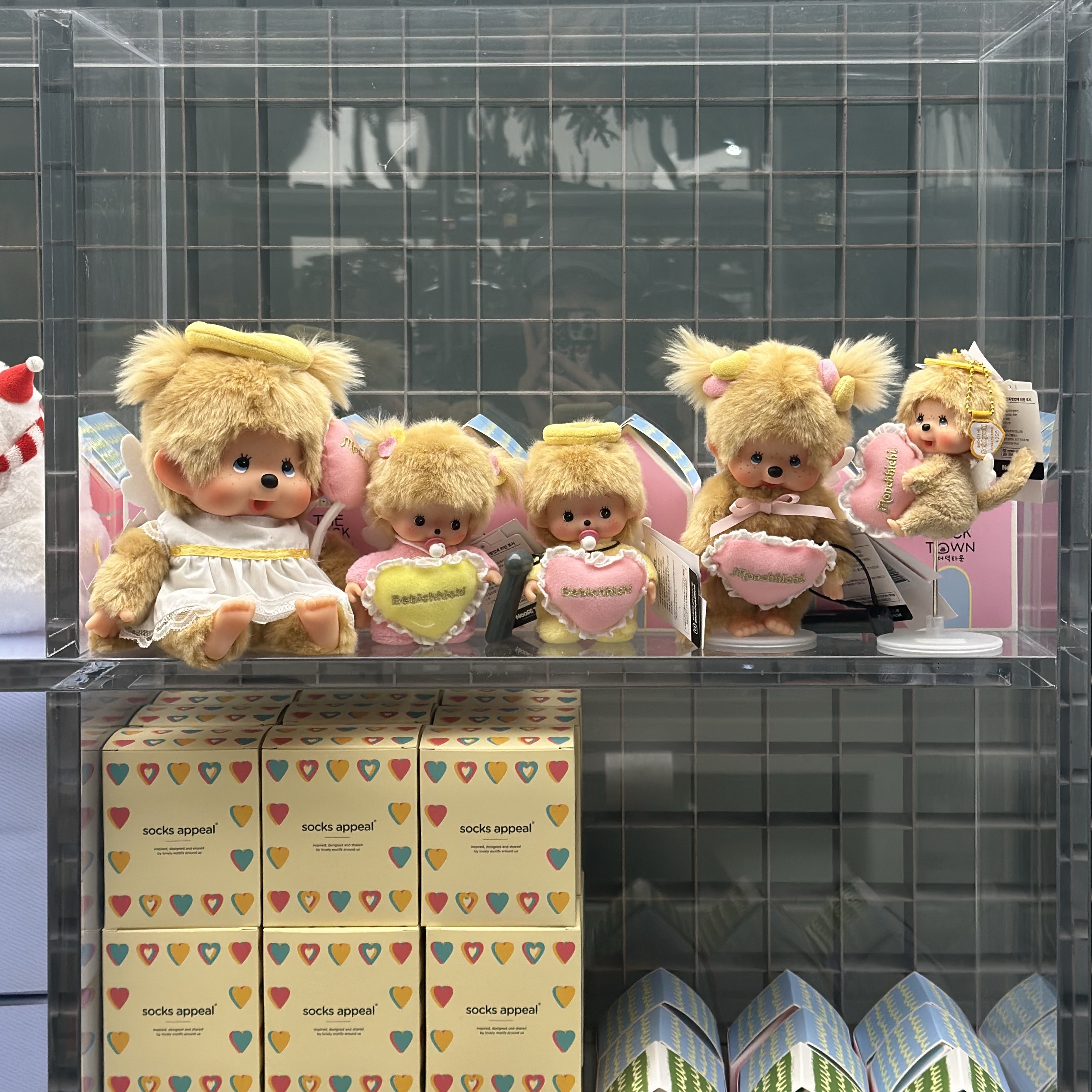 Monchhichi Love Happy Angel Monchhichi Big Head SS Keychain, Monchhichi Love Happy Angel Bebichhichi S Girl 착용 스타일 - 2