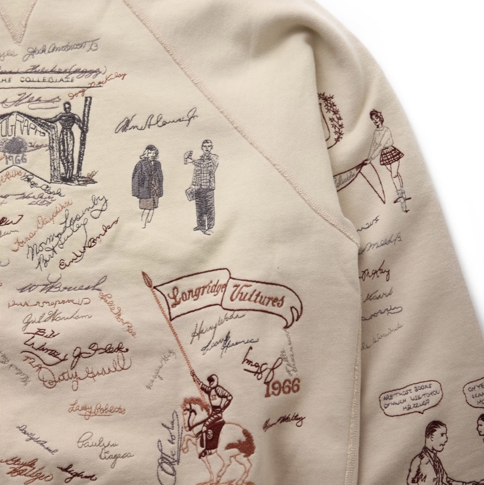Samuel Zelig Yearbook Crewneck Vintage Beige 착용 스타일 - 4