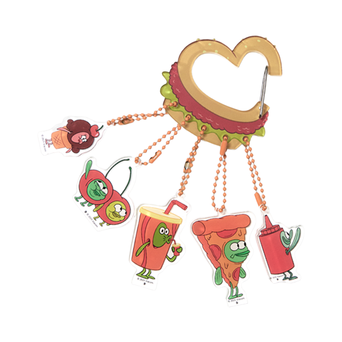 댄꼼마 x 스폰지밥 비키니시티 먹방 코스튬 카라비너 키링(DANCOMMA x SpongeBob SquarePants Bikini Bottom Mukbang Costume Carabiner Keyring)