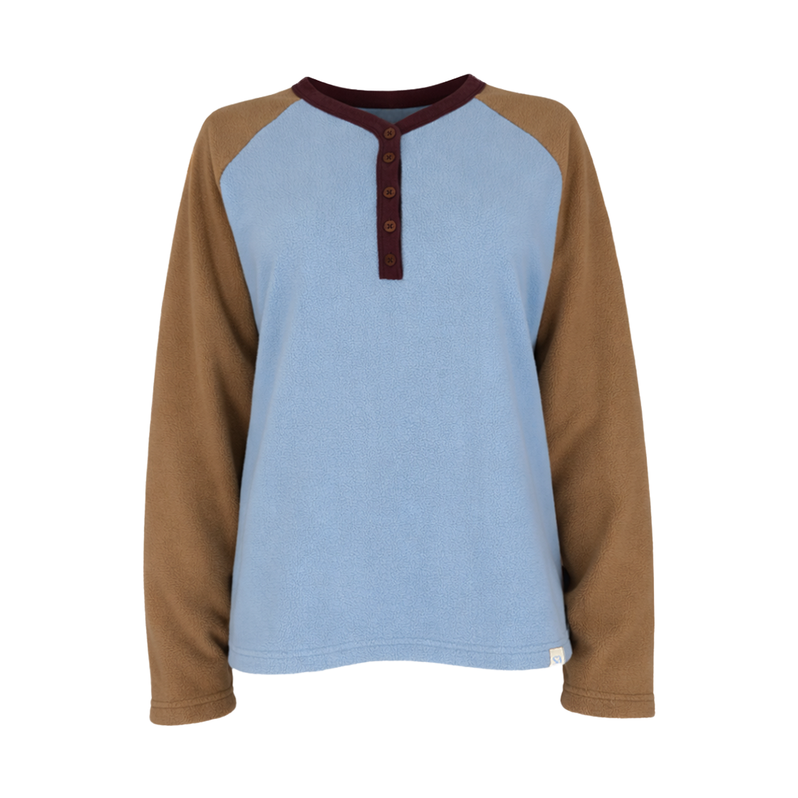사유 플리스 헨리넥 레글런 티셔츠 블루(sayuu Fleece Henley Raglan T-shirt Blue) - 1