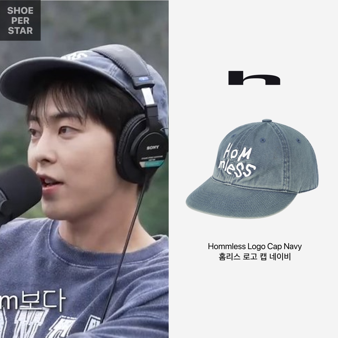 Hommless Logo Cap Navy 착용 스타일 - 2
