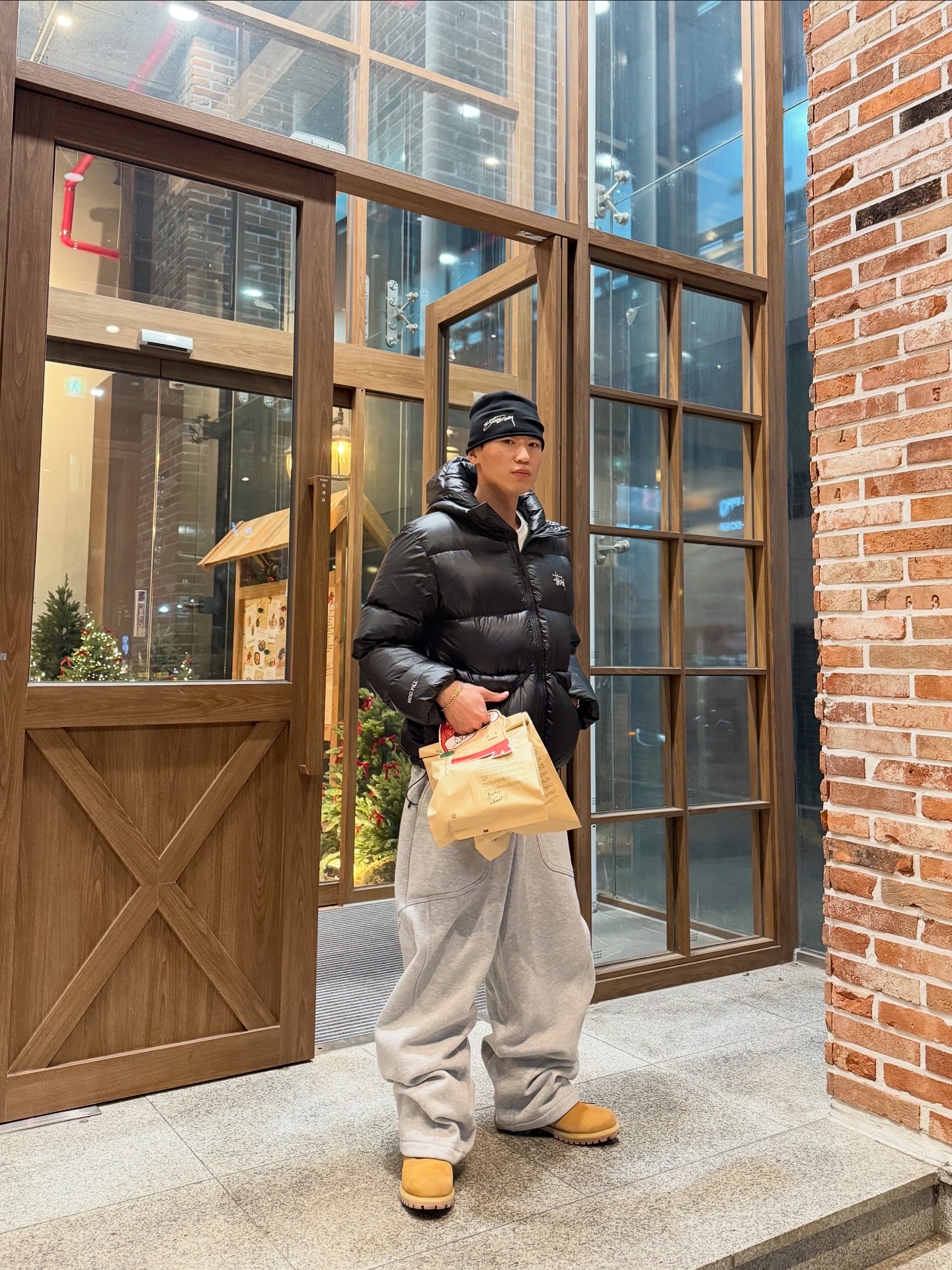 Timberland Premium 6 inch Waterproof Boot Wheat Nubuck - Wide, Stussy Skullcap Chain Stitch Rolled Edge Black 착용 스타일 - 5