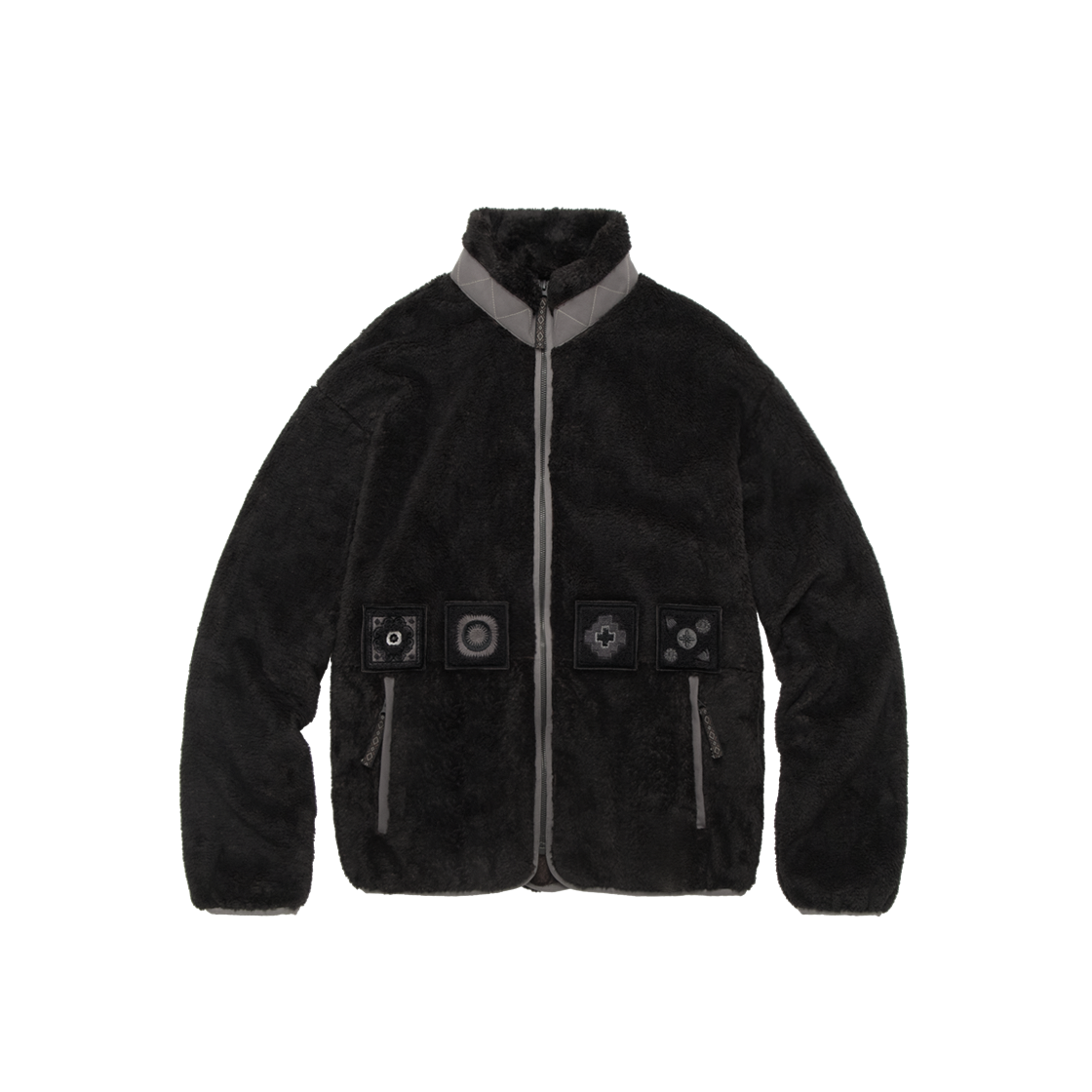 PL5YJU1003BR Polyteru Sherpa Fleece Jacket Black Brown