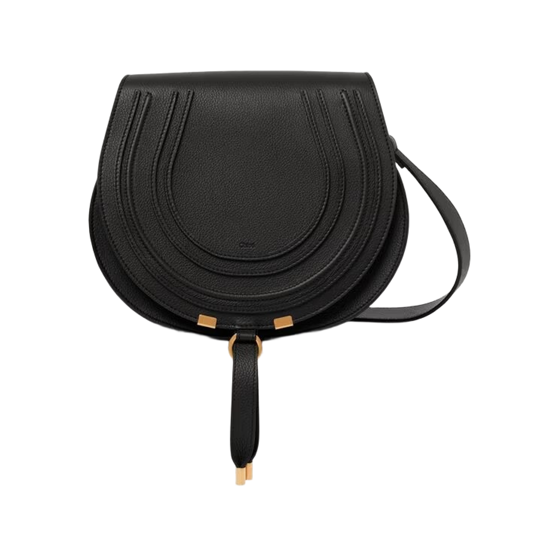 CHC24AS679I31001 Chloe Grained Leather Marcie Saddle Bag Black