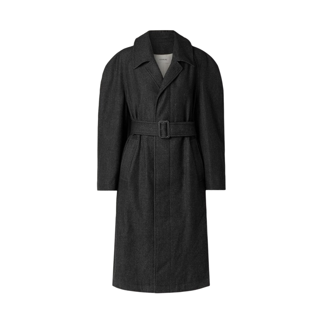 (W) 르메르 래글런 슬리브 코트 블랙 그레이 멜란지((W) Lemaire Raglan Sleeve Coat Black Grey Melange)